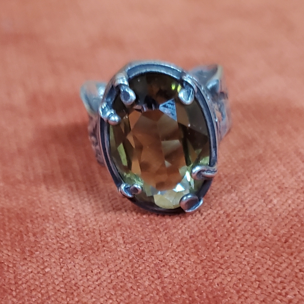 Silpada Olivine Swarovski Crystal Ring In Sterling Silver 8 Womens